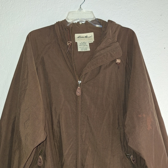 Eddie Bauer Brown Nylon Trekker Trench Pockets Size Large - Picture 3 of 16